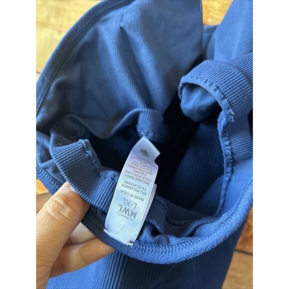 Madewell Seamless Halter Biker Unitard Size Large- XL in Classic Indigo - Picture 7 of 10